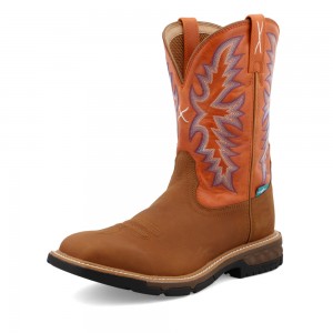 Twisted X 11" Western Trabajo Boot Marrom Naranjas | GQSG3571