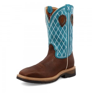 Twisted X 12" Western Trabajo Boot Marrom Turquesa | KBMN4312