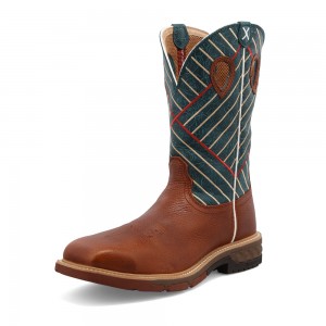 Twisted X 12" Western Trabajo Boot Marrom Verdes Oscuro | HQWN4900