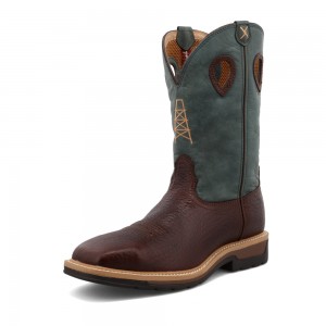 Twisted X 12" Western Trabajo Boot Marrom Azules | PKCY2066