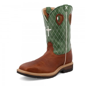 Twisted X 12" Western Trabajo Boot Marrom Verdes Claro | FDID0629