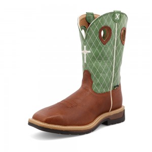 Twisted X 12" Western Trabajo Boot Marrom Verdes Claro | UUXK7211