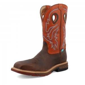 Twisted X 12" Western Trabajo Boot Marrom Naranjas | DIRV5956